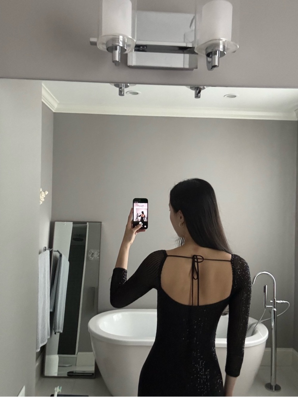 Lucy in the Sky Black Long-Sleeve Sequin Bodycon Mini Dress - Picture 2 of 3